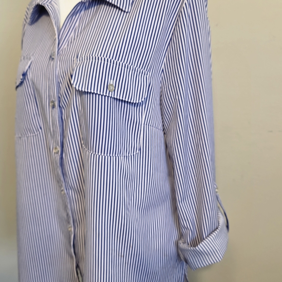 Notations Navy and White Striped Shirt - Picture 4 of 5